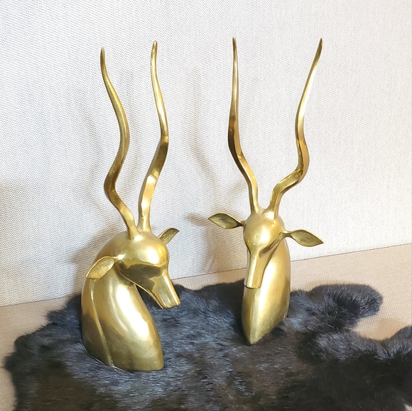 Vintage Boho Brass Antelope Bookends - Picture 6 of 9